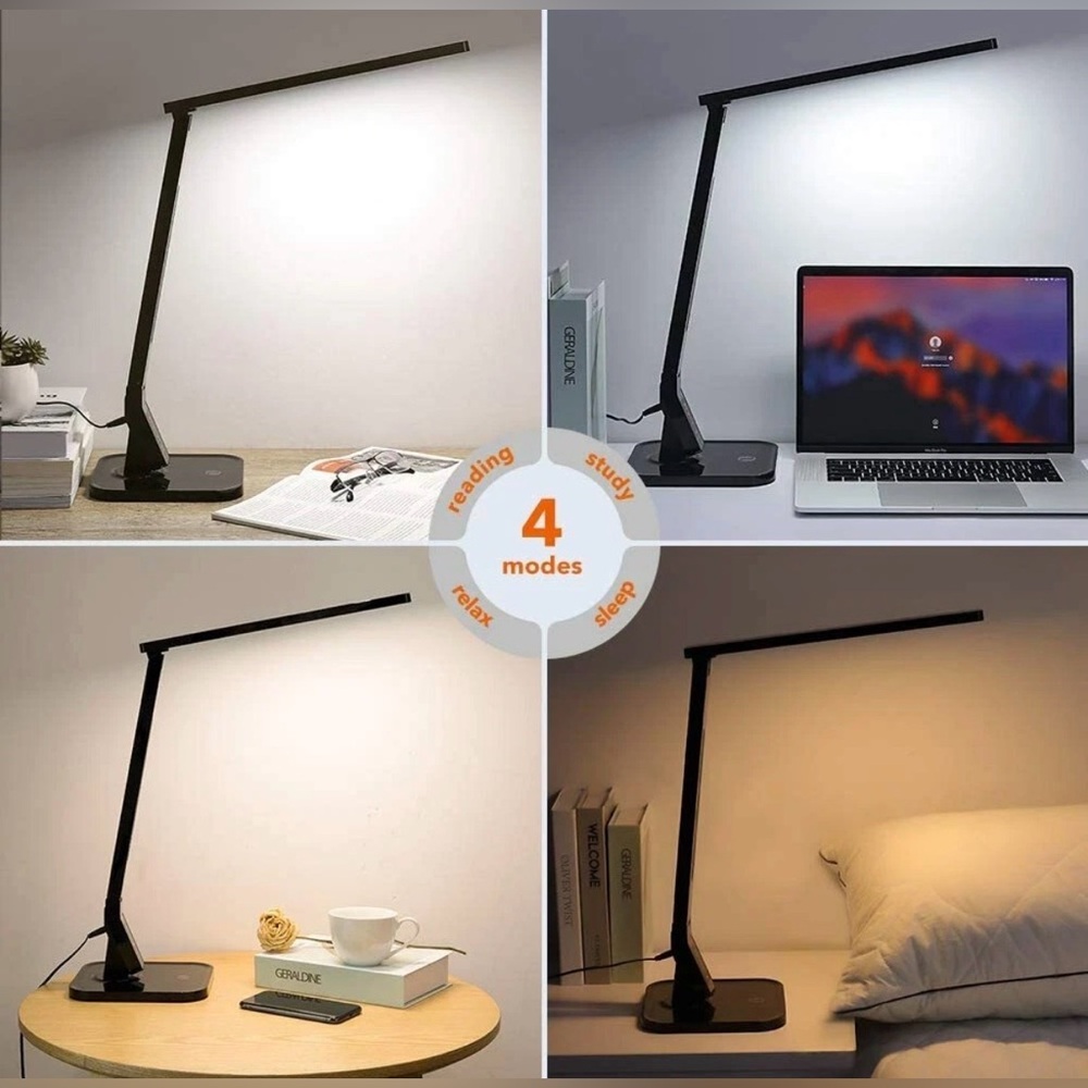 TaoTronics LED Desk Lamp, Adjustable Arm, Multiple Settings, USB Charger, Black - Picture 5 of 14